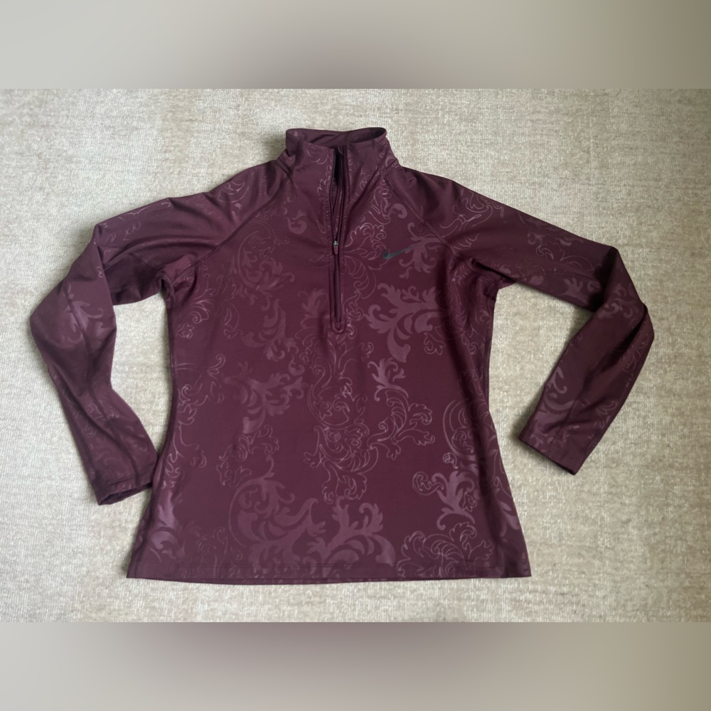 Nike burgundy pattern quarter zip